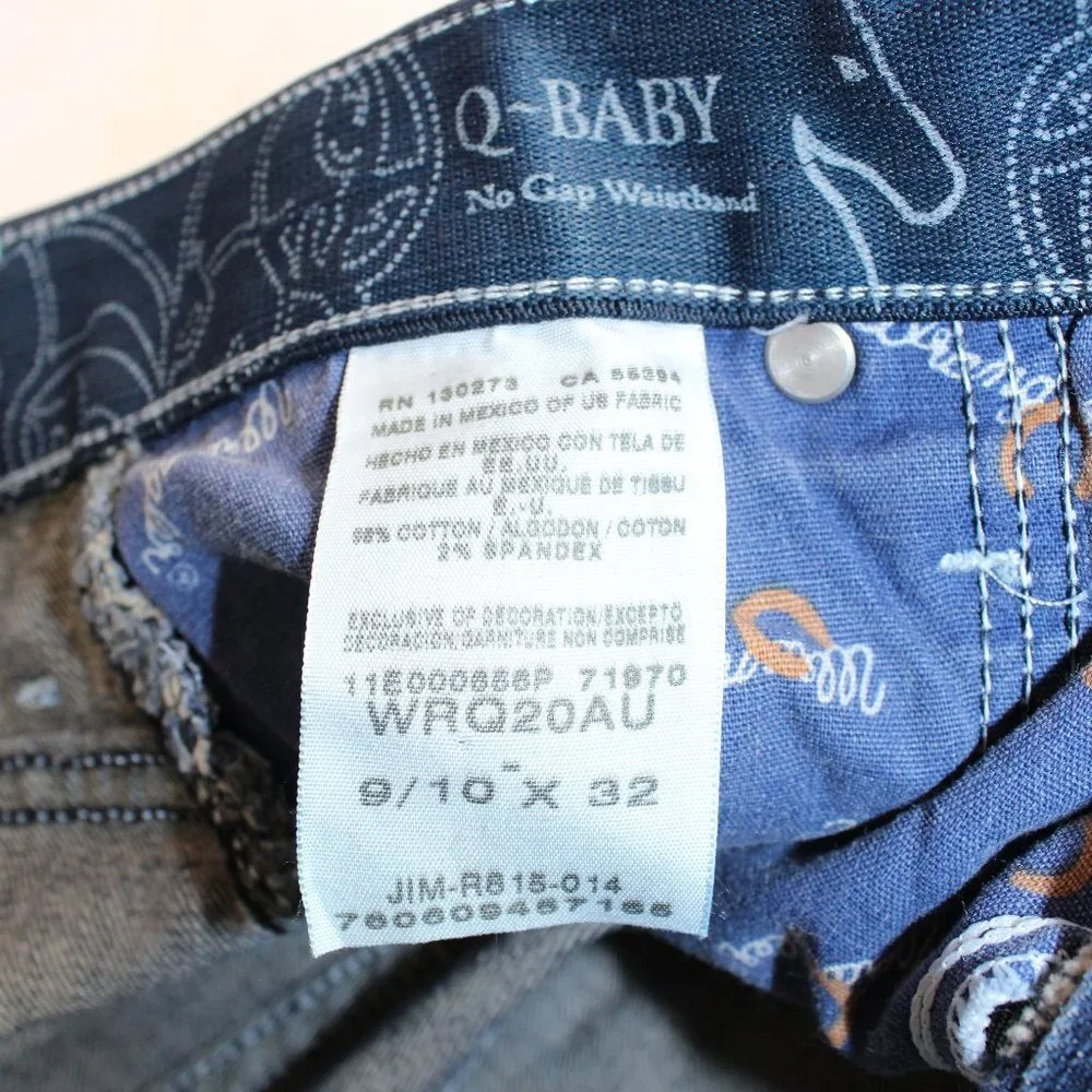 Wrangler Q-Baby Embroidered Pocket Medium Blue Boot Cut Jeans, Size 9-10…